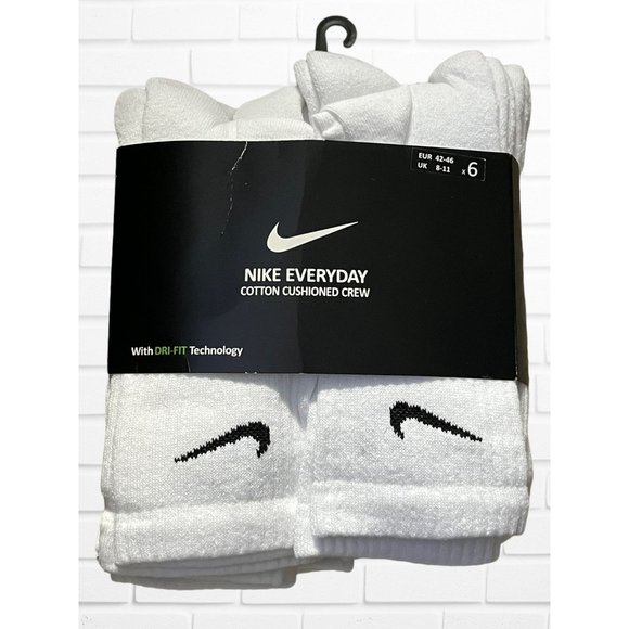 Nike Other - Nike Everyday Cotton Cushioned Crew Socks with Band White/Black 6 Pack
